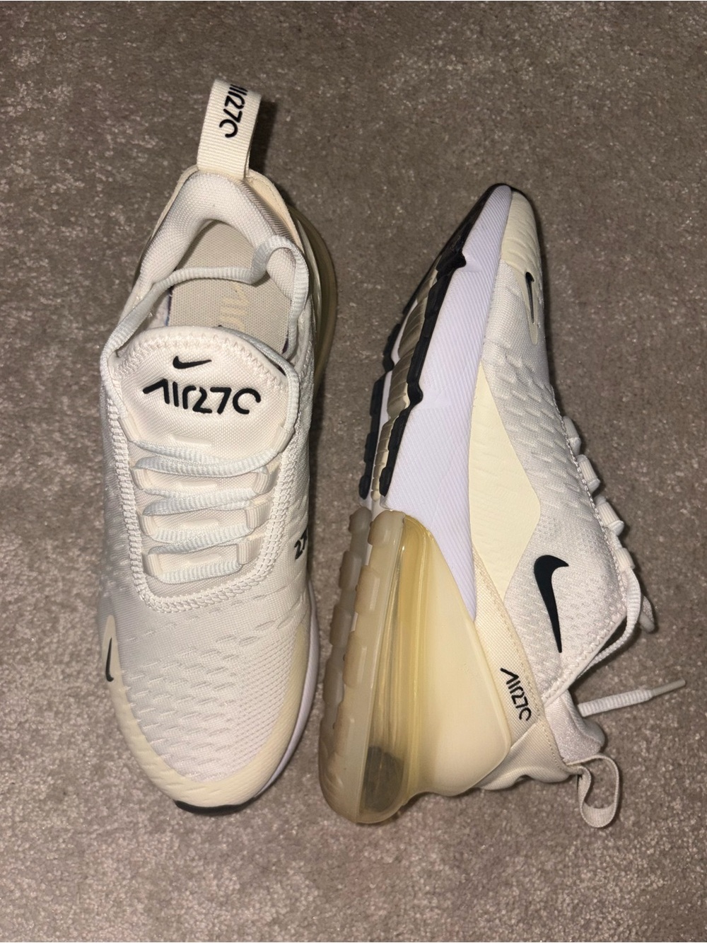 Nike Air Max 270 in White with Black and Blue Accents